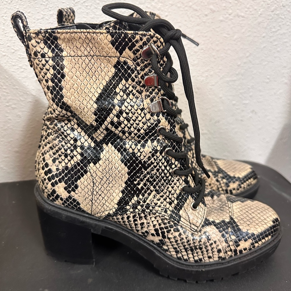 LIKE NEW Marc Fisher Snake Skin Combat Boots